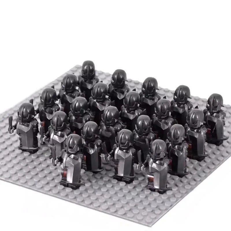 21PCS Medieval Fantasy Warrior Figures – Dwarf, Elf, Knight & Orc Building Brick Toys