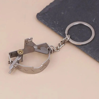 Mini Mouse Trap Keychain - Stainless Steel Clip Key Ring, Novelty Bag Charm, and Creative Gift Accessory