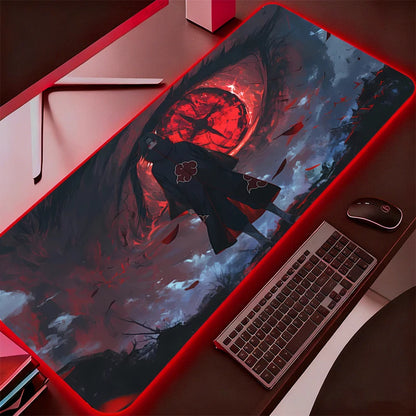 RGB Backlit Anime Gaming Mouse Pad – Naruto Itachi Uchiha LED Desk Mat for Keyboard & PC Gamer Accessories Large Desk Pad