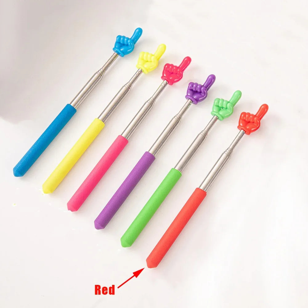 Stainless Steel Telescopic Teaching Pointer – Finger-Design Reading & Presentation Stick for School & Office Supplies