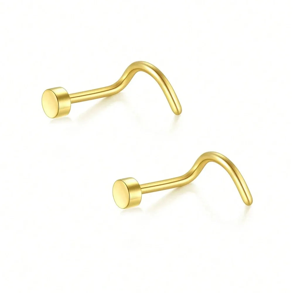20G Stainless Steel L-Shaped Nose Stud Ring – 2mm Ball Twister Screw Nose Piercing Jewelry for Women & Men Stylish Body Accessory