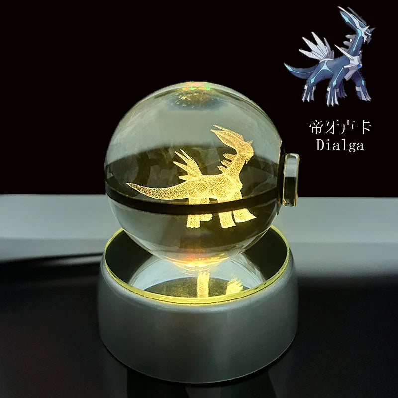 Pokemon Crystal Ball Night Light – Pikachu, Gengar, Eevee, Mewtwo & Lucario LED Pokeball, Kids Birthday Gift & Home Decor