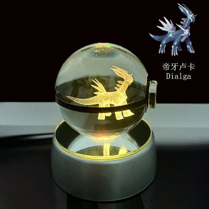 Pokemon Crystal Ball Night Light – Pikachu, Gengar, Eevee, Mewtwo & Lucario LED Pokeball, Kids Birthday Gift & Home Decor