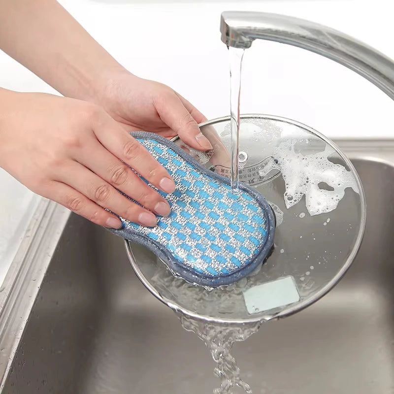 Double-Sided Kitchen Cleaning Sponges - Dishwashing Scrubber Pads & Reusable Scouring Tools