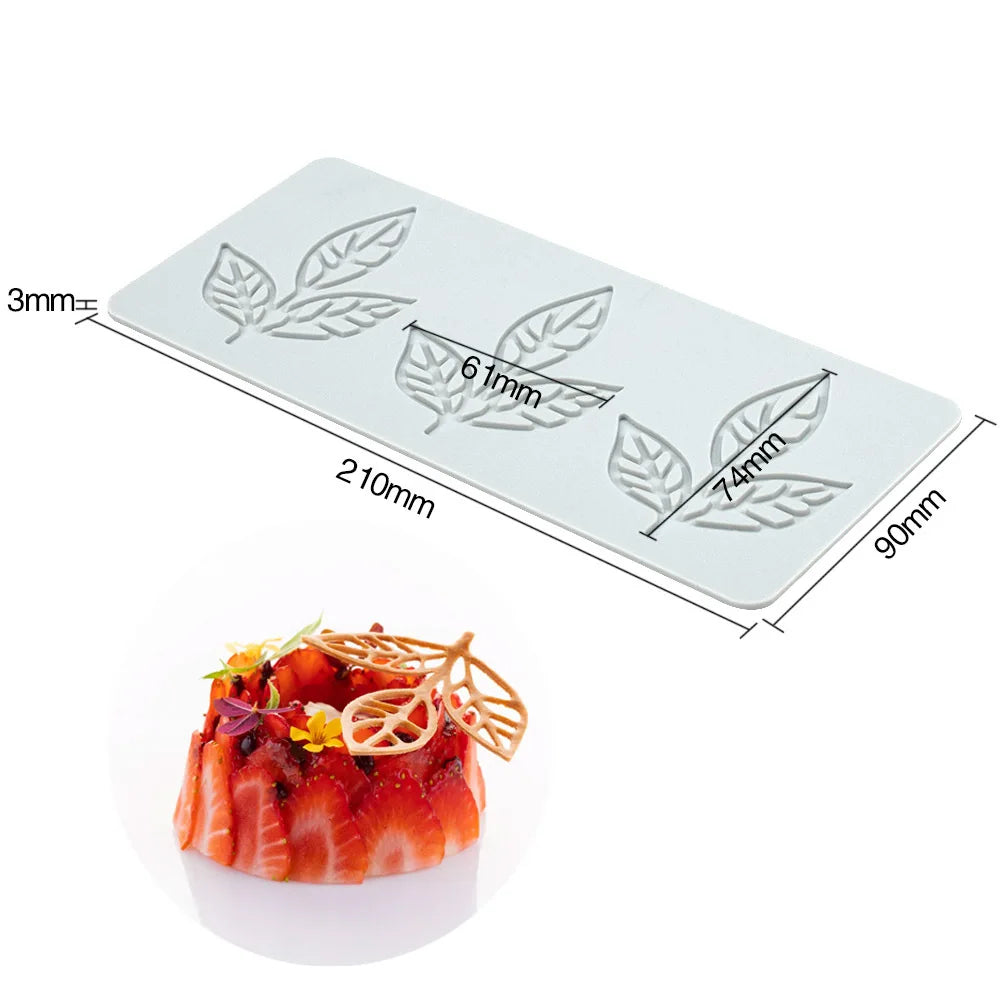 Various Leaves & Geometric Flower Silicone Cake Lace Mold — Cake Decorating Border Tool for Baking