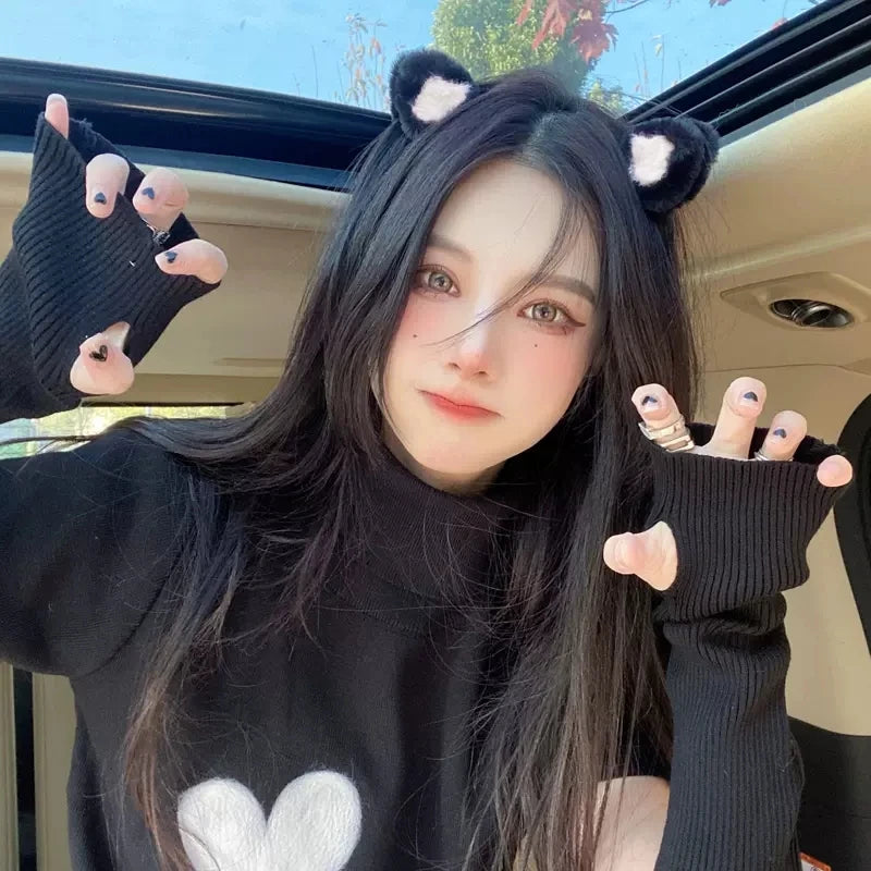 New Cartoon Animal Hair Clip – Cat Ear Plush Hair Claw for Women & Girls Winter Hair Accessory