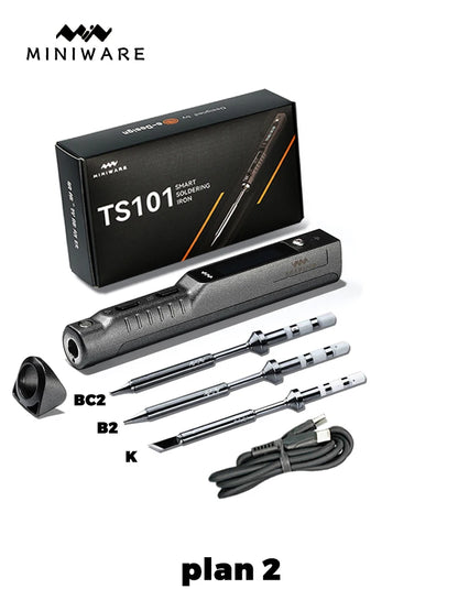 TS101 65W Mini Soldering Iron - Portable Adjustable Temperature LCD with Tip Set Upgrade