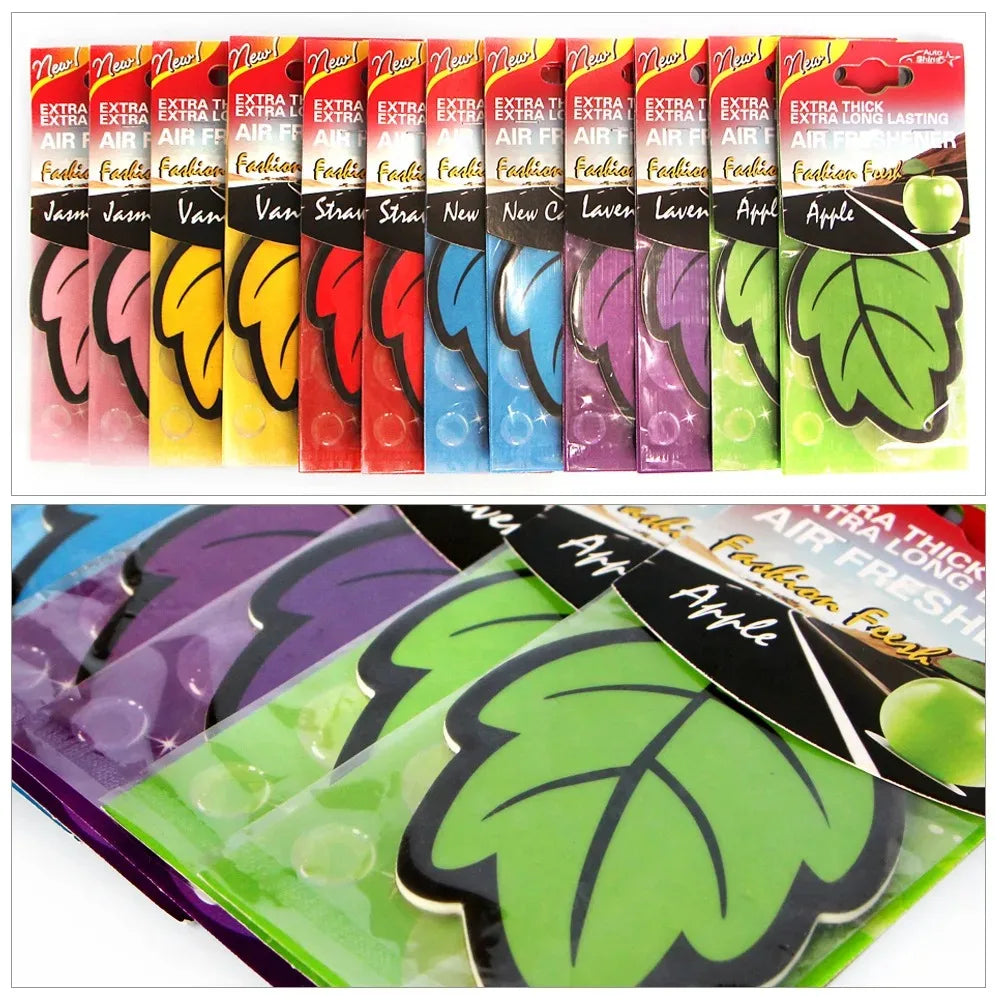3-60PCS Car Air Fresheners — Natural Scented Tea Paper, Vanilla Fragrance, Leaf-Shaped Auto Interior Accessories