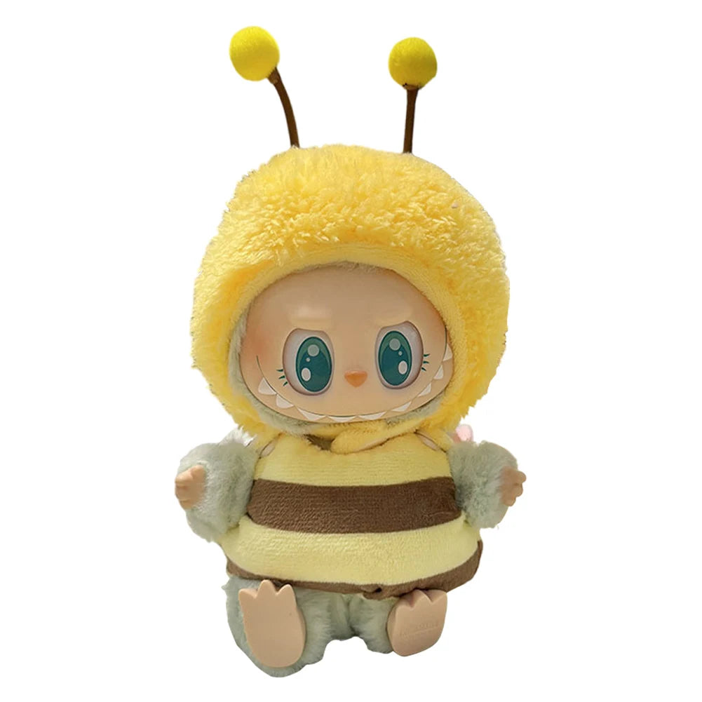 Labubu v1v2 Doll Clothes Outfit (15-17cm) – Sitting Party Bear Accessories with Scarf, Hat & Bag