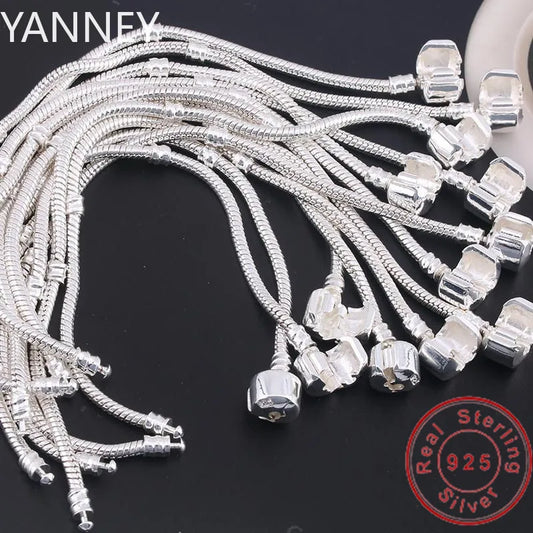 925 Sterling Silver Snake Bone Charm Bracelet – Fine Jewelry Bangle for Women & Men, Party & DIY Accessories