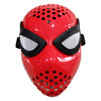 Spider-Man: Far From Home Iron Spider Cosplay Mask — Red & Black Faceshell Helmet with Elastic Straps, Costume Accessory