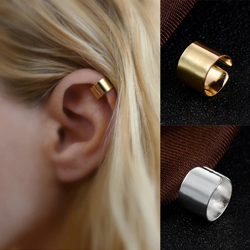 Simple Long Tube Geometric Stainless Steel Ear Cuff — Non-Piercing Jewelry for Men & Women Daily Wear