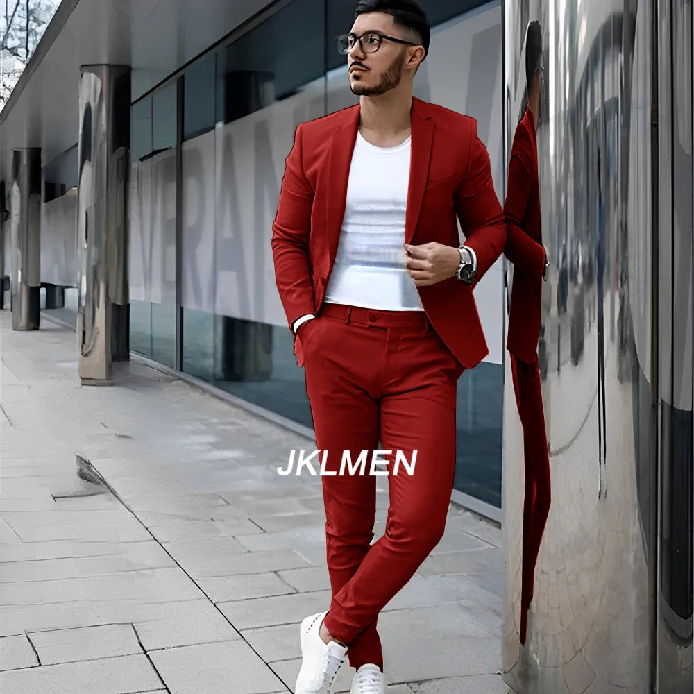 Gray Men’s 2 Piece Suit - Summer Casual Blazer & Pants Set for Wedding, Formal Events and Groom Style XS-5XL