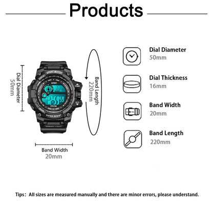 New Men's LED Digital Watches – Luminous, Waterproof Sport Watch for Men, Date Army Military Clock Relógio Masculino