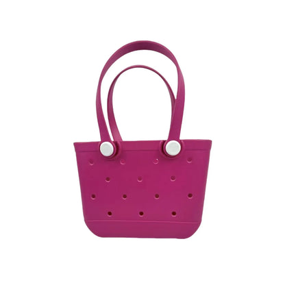 EVA Medium Oval Beach Bag – Waterproof Large Capacity Hollow Design Handbag, Fashion Sports Style Portable Open Mouth Tote
