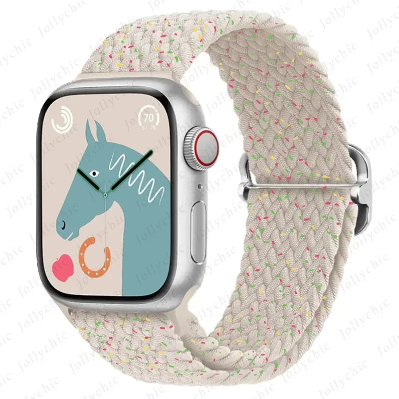 Braided Solo Loop Apple Watch Ultra Band – Elastic Nylon Adjustable Sport Bracelet Strap for iWatch SE, Series 3–9 (38mm–49mm)