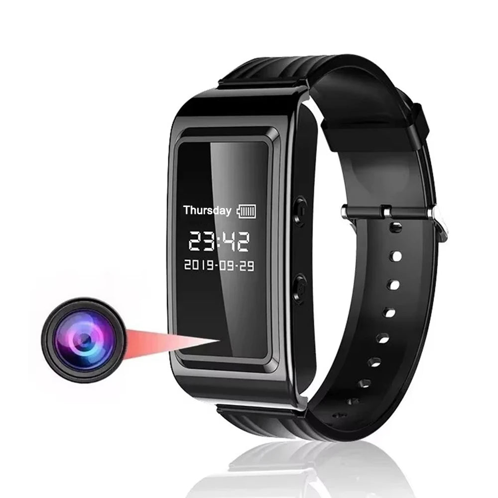 HD Mini Camera Watch – 8-256GB Video & Voice Recorder Wristband with USB Flash Drive, Noise-Reducing Sound Recording Dictaphone