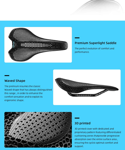 RYET Carbon 3D Printed Bike Saddle – Ultralight 175g Seat for Men & Women Road, MTB, Gravel, Triathlon Cycling