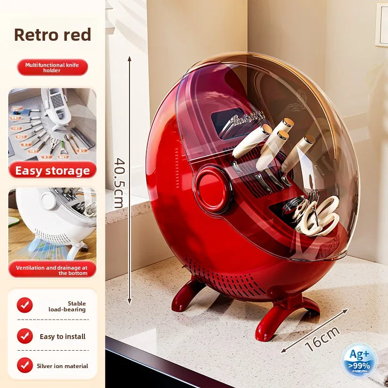 Kitchen Knife & Utensil Holder - Multifunctional Countertop Storage Rack with Drainage for Knives, Spoons & Chopsticks