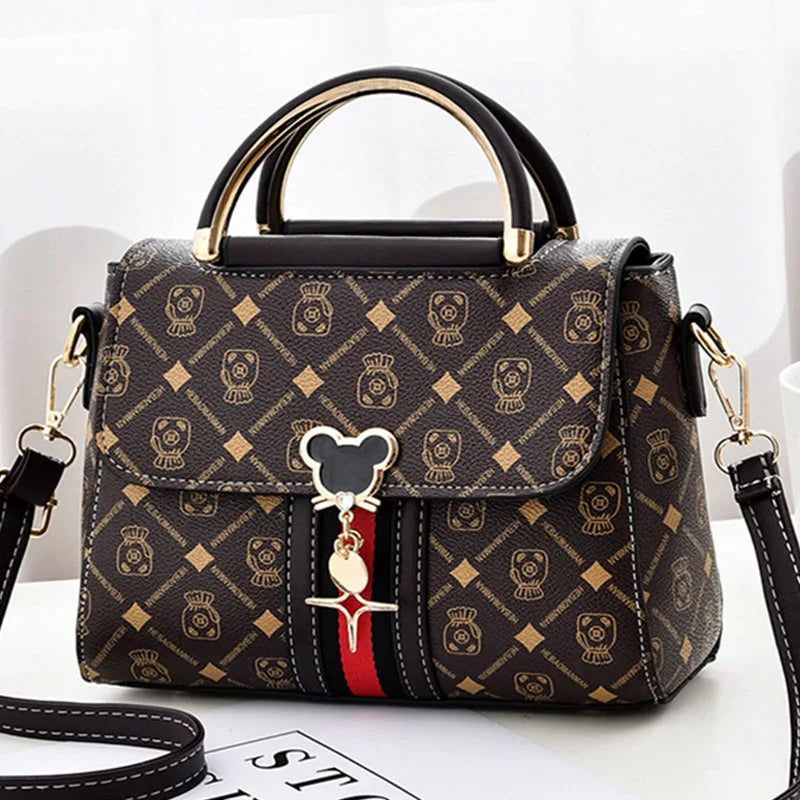 Luxury Women Shoulder Bag - Leather Printed Monogram Tote Handbag with Crossbody Style