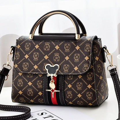 Luxury Women Shoulder Bag - Leather Printed Monogram Tote Handbag with Crossbody Style