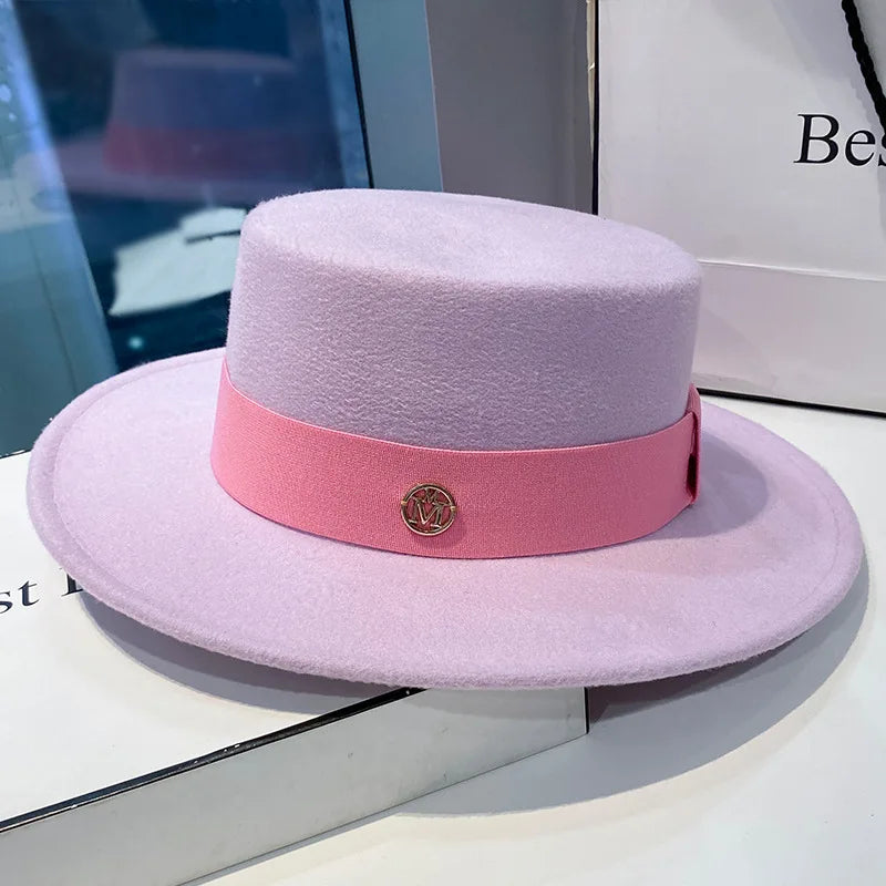 Fedora Hats for Women and Men - Elegant Fashion Bowler Dress Caps with Ribbon Band, Felt Jazz Hat for Weddings, Church, Panama Style
