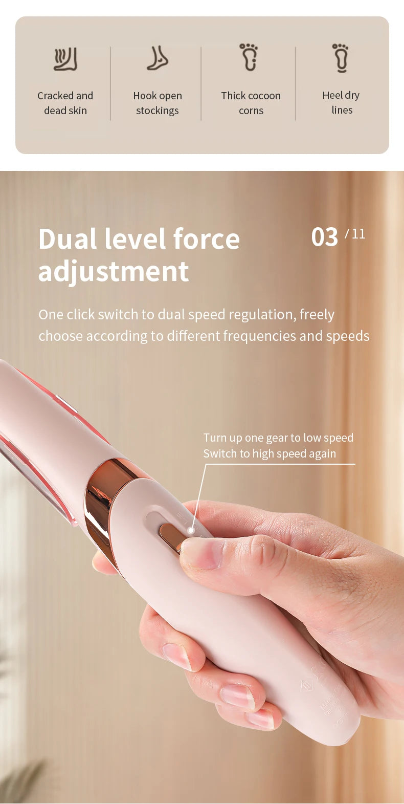 HOMFISH Electric Foot Grinder – Automatic Callus Remover Pedicure Machine for Smooth and Beautiful Feet