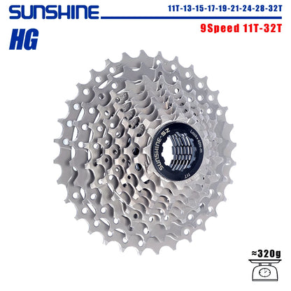 SUNSHINE Bicycle Cassette 8-12 Speed Freewheel - 32T to 52T Sprocket for Shimano/SRAM HG Flywheel