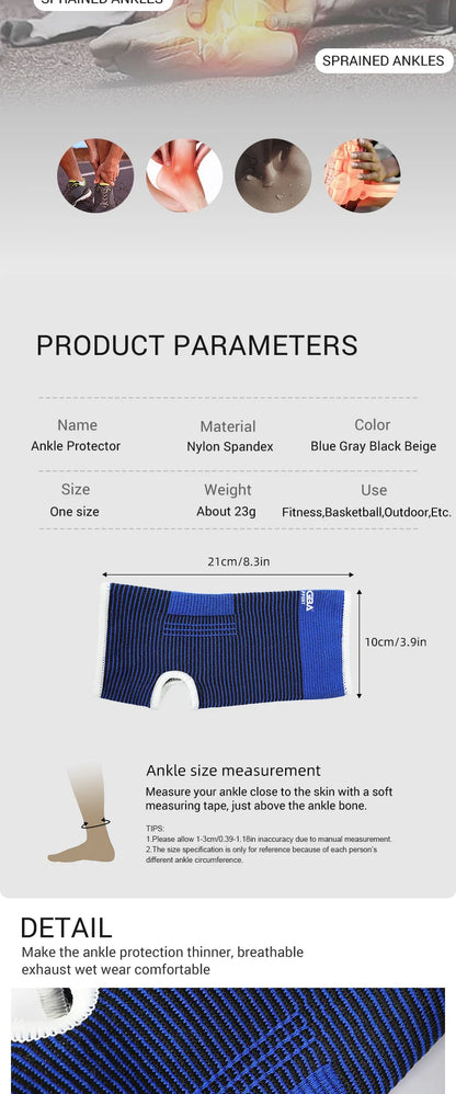 Elastic Breathable Ankle Support Sleeves - One Size for Running, Basketball & Cycling