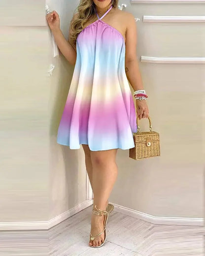 Floral Print Halter Neck Boho Dress – Backless Summer Spring Women’s Fashion Casual Elegant Sundress Clothing