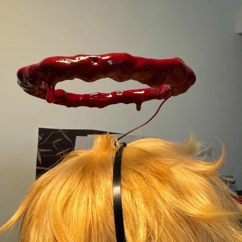 Makima Chainsaw Man Cosplay Headwear - Red Anime Costume Accessory with Wig