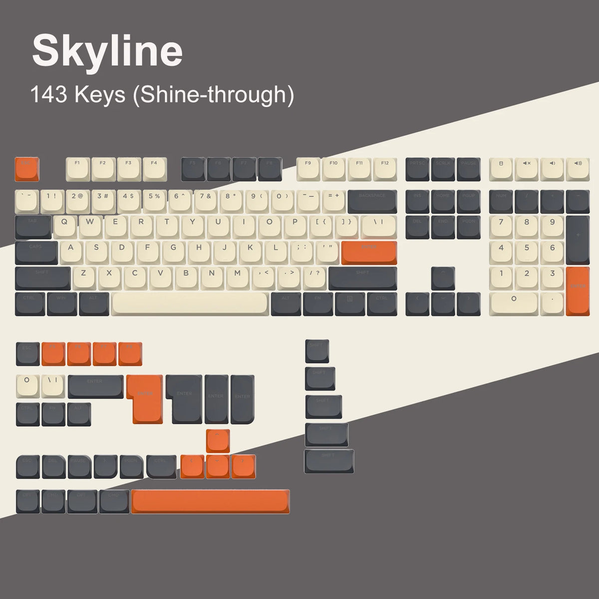 143-Key Low-Profile PBT Keycap Set - Double-Shot Keycaps for Gateron & Cherry MX Switches
