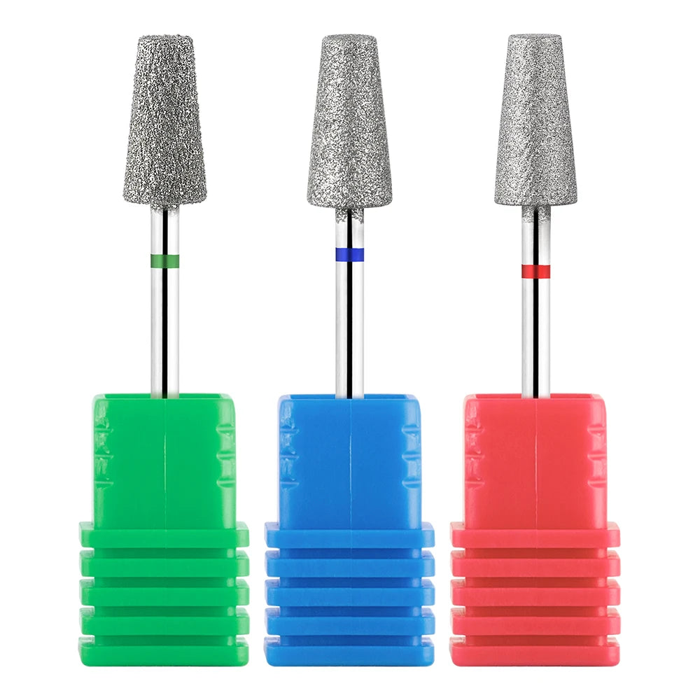 BNG Diamond Nail Sanding Drill Bits - Cross Teeth Barrel Rotary Cuticle Clean Burr, 3/32" Manicure Bit for Nail Accessories