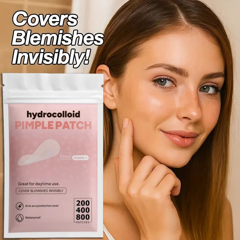 Invisible Clear Pimple Patch Set 200/400/800pcs – Hydrocolloid Acne Stickers for Deep Cleansing, Mixed Sizes, Skin-Friendly Treatment