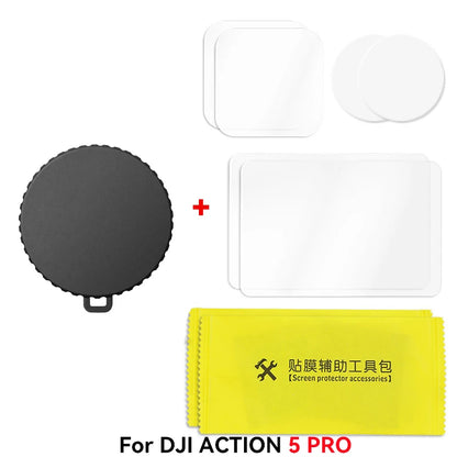 Silicone Camera Lens Dust Cover for DJI Osmo Action 4/5 Pro – Non-Slip Lens Protector with Tempered Film Accessory