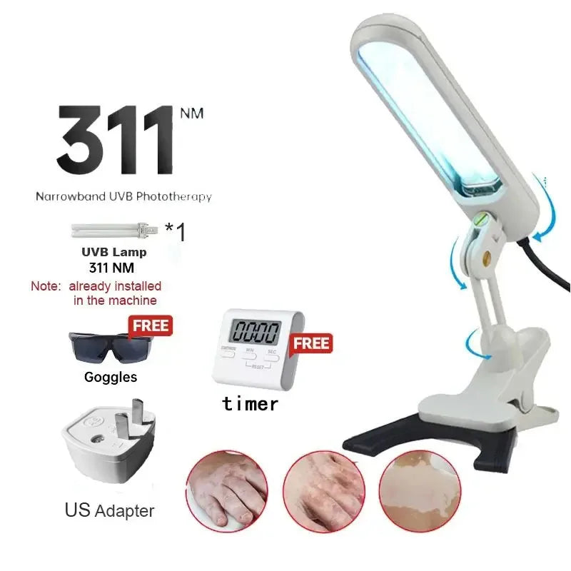 311nm UVB Phototherapy Lamp – Narrow Band UV Light Therapy Device for Vitiligo & Psoriasis Skin Treatment Instrument