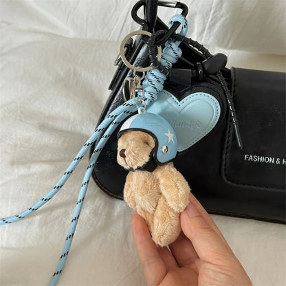 2024 Cute Electric Car Bear Plush Key Pendant – Trendy Dachshund Bag Charm for Girls’ School Bags