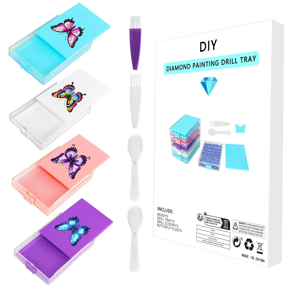 5D Diamond Painting Tool Tray with Rack – DIY Mosaic Embroidery Organizer for Handmade Crafts