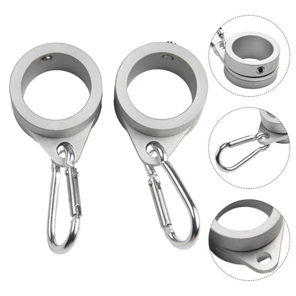 2-Piece Aluminum Flagpole Rings - 360° Rotating Anti-Wrap Flag Mounts with Carabiners for 0.75–1.02 Inch Poles