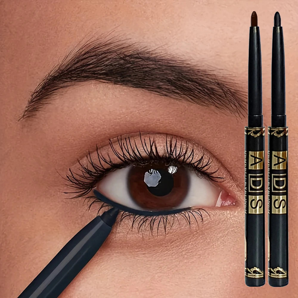 2pcs Waterproof Black & Brown Eyeliner Pencils – Smudge-Proof Long-Lasting High-Pigment Eye Makeup for Beginners