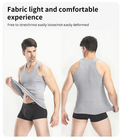 Men's Thin Cotton Vest – Solid Color, Slim Fit Sleeveless Shirt for Casual Wear, Fitness & All-Season Comfort