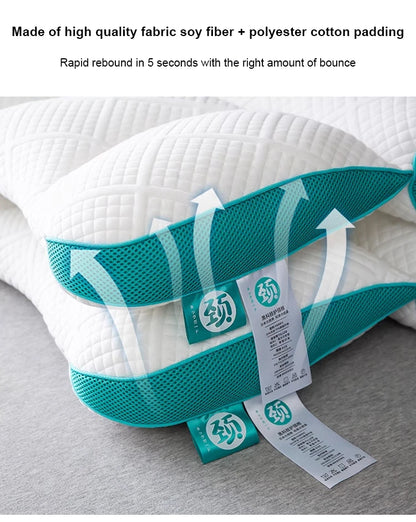 Anti-Traction Sleep Neck Care Pillow – Zoning Design, Washable Adult Pillow Core, Knitted Low Pillow for Home & Hotel