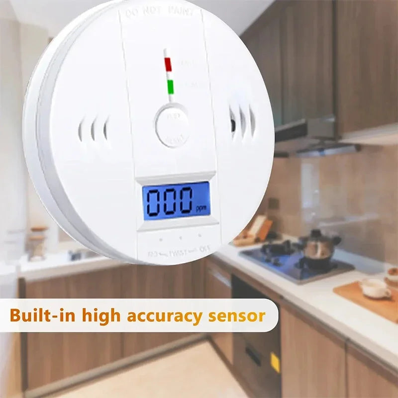 Carbon Monoxide & Smoke Alarm - LCD Wireless CO Detector with Toxic Gas Leak and Fire Sound Alarm for Home Safety