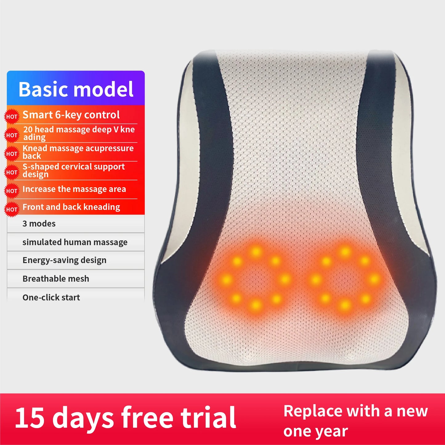 Electric Shiatsu Neck & Back Massager Pillow with Heating & Vibration – Manufacturer Direct Cervical Traction Body Massager for Car