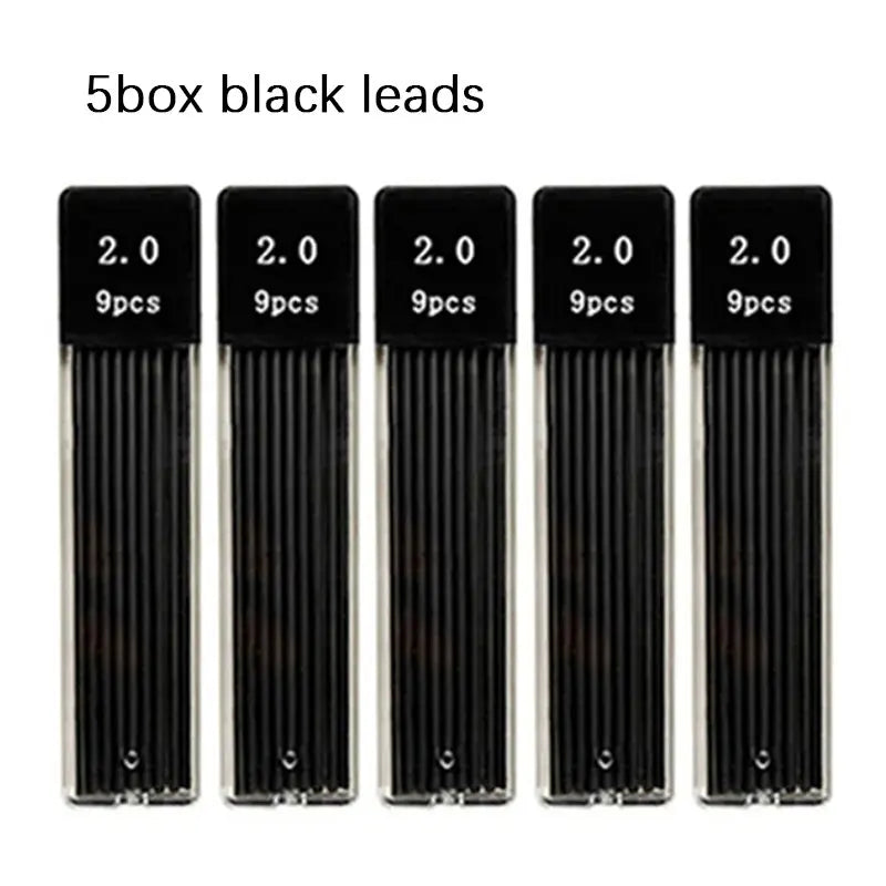 2.0mm Mechanical Pencil Set - 2B Black & Color Lead Refills for Writing, Sketching, Drawing & School Art