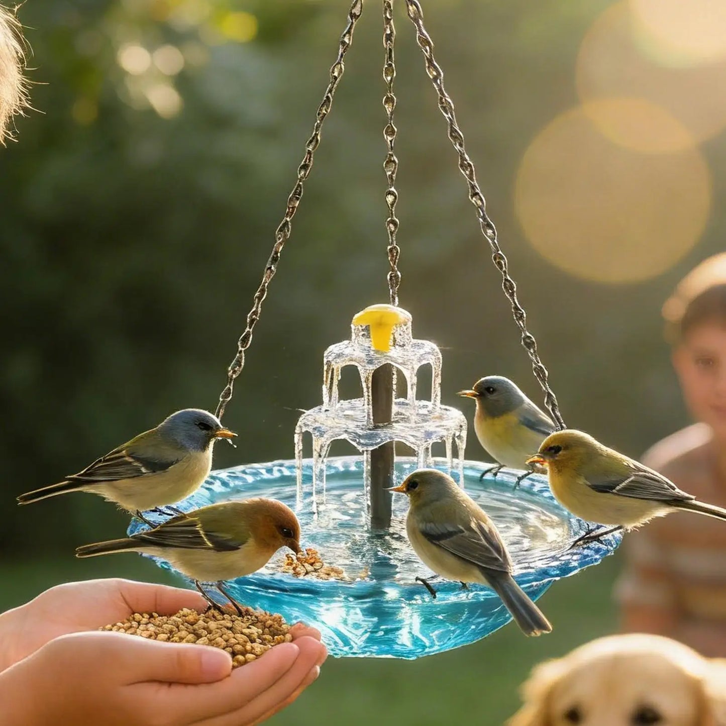 Solar Bird Bath Fountain - Floating Water Feature with Hummingbird Bathing Bowl for Garden, Patio & Backyard Decor