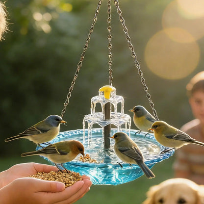 Solar Bird Bath Fountain - Floating Water Feature with Hummingbird Bathing Bowl for Garden, Patio & Backyard Decor