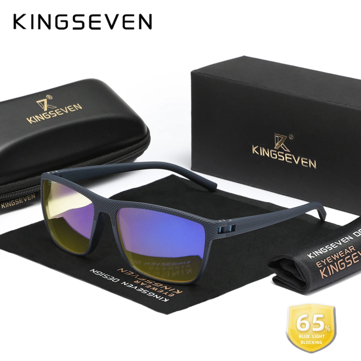 99% Blue Light Blocking Glasses — KINGSEVEN Transparent Lens Computer Eyeglasses