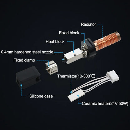 Hotend Kit for Flashforge Adventurer 5M/5M Pro - Ceramic Heating Block, 280℃ Hot End & Hard Steel Nozzle for 3D Printing