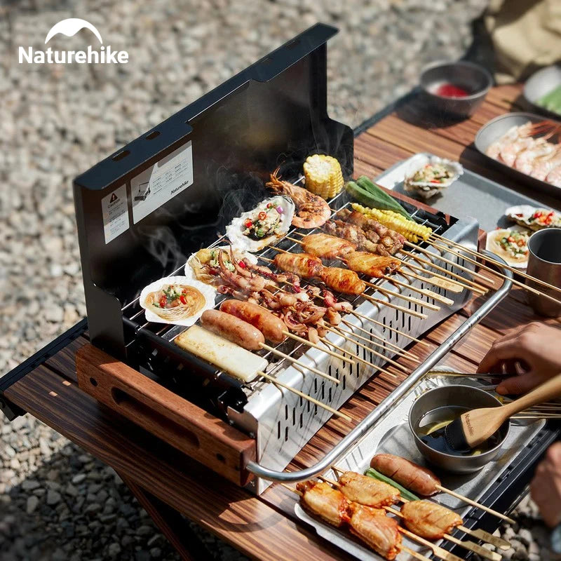 Naturehike Folding Portable Charcoal Grill - 4–8 Person Outdoor BBQ Grill for Picnic, Camping and Garden Cooking